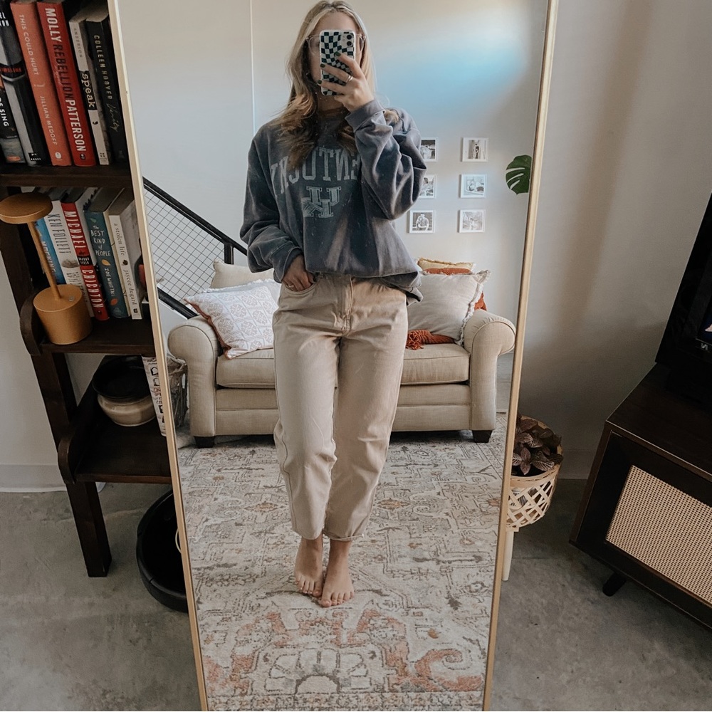H&M Cream Cropped High Rise Paperbag Pants